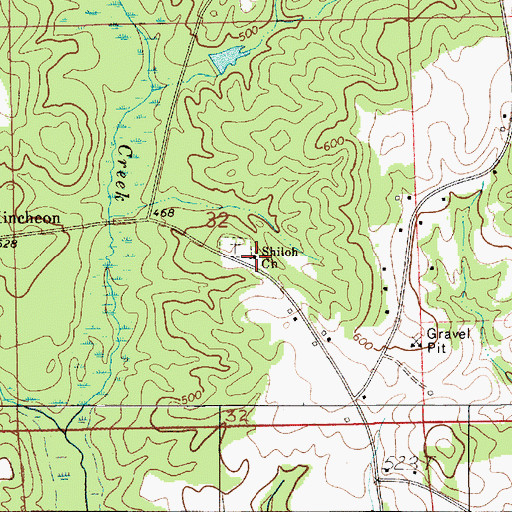 Topographic Map of Shiloh Church, AL