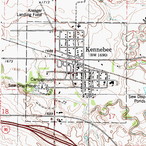 Topographic Map of Town of Kennebec, SD