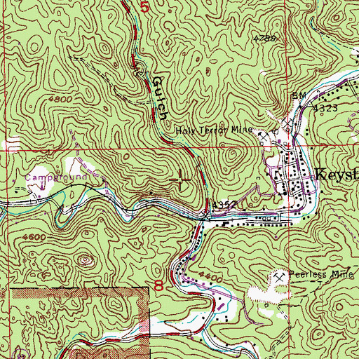 Topographic Map of Town of Keystone, SD