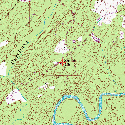 Topographic Map of Shiloh Church, AL