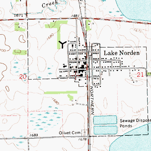 Topographic Map of City of Lake Norden, SD