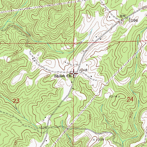 Topographic Map of Shiloh Church, AL