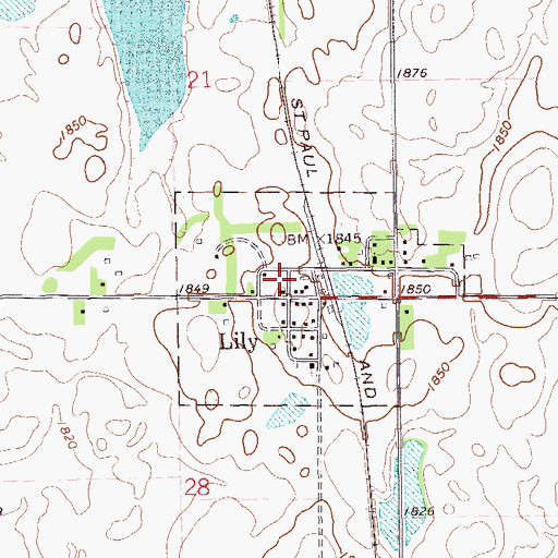 Topographic Map of Town of Lily, SD