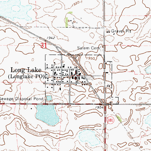 Topographic Map of Town of Long Lake, SD