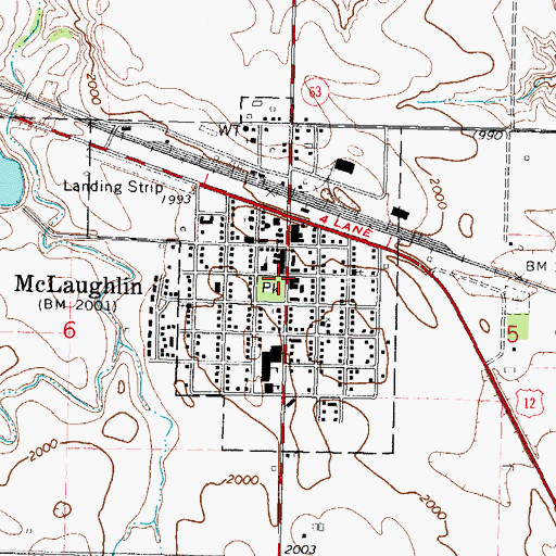 Topographic Map of City of McLaughlin, SD