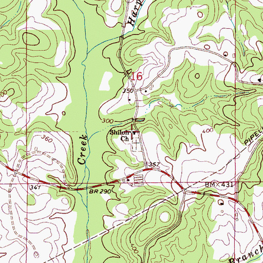 Topographic Map of Shiloh Church, AL