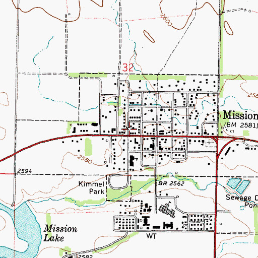 Topographic Map of City of Mission, SD