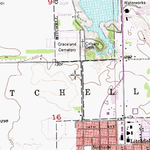 Topographic Map of City of Mitchell, SD