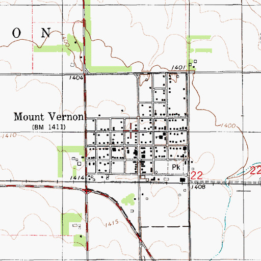 Topographic Map of City of Mount Vernon, SD