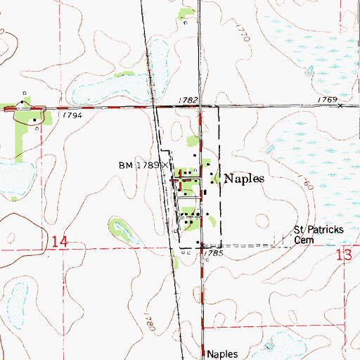 Topographic Map of Town of Naples, SD