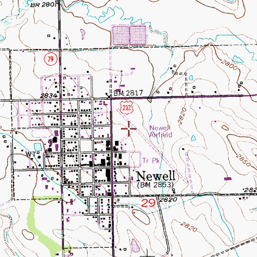 Topographic Map of City of Newell, SD