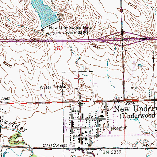 Topographic Map of City of New Underwood, SD
