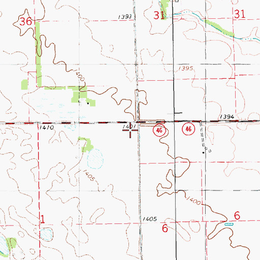 Topographic Map of Unorganized Territory of Northeast Bon Homme, SD