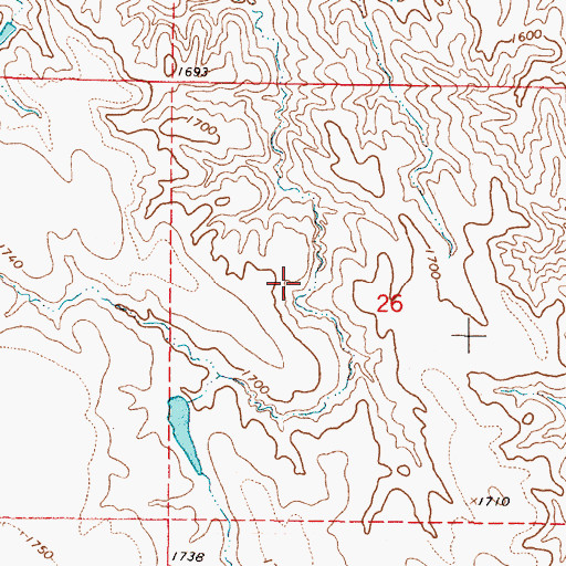 Topographic Map of Unorganized Territory of Northeast Lyman (historical), SD