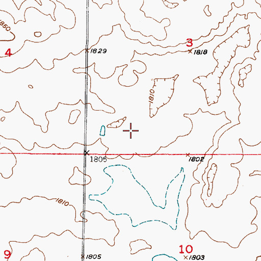 Topographic Map of Unorganized Territory of North Hyde, SD