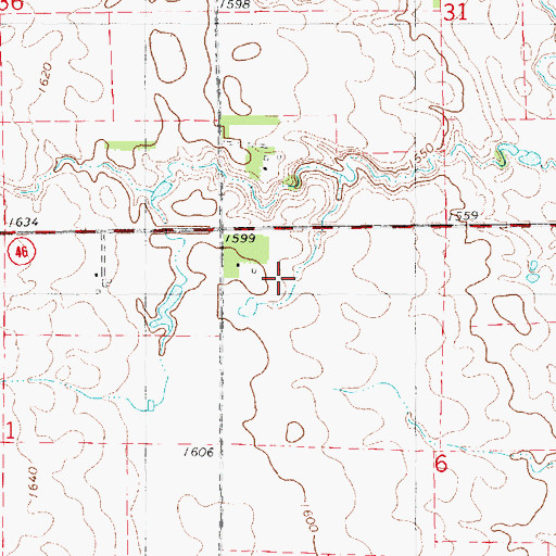 Topographic Map of Unorganized Territory of Northwest Bon Homme, SD