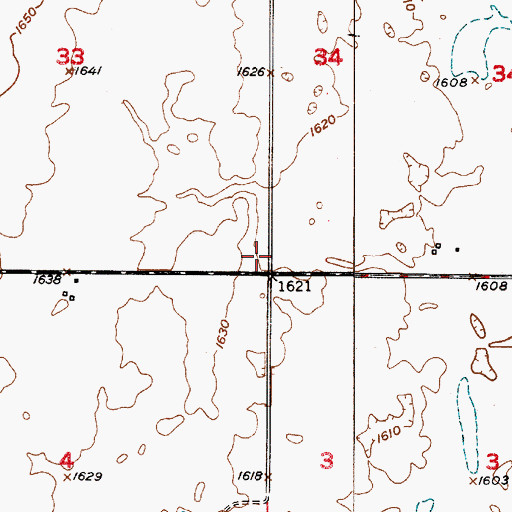 Topographic Map of Unorganized Territory of Northwest Hand, SD