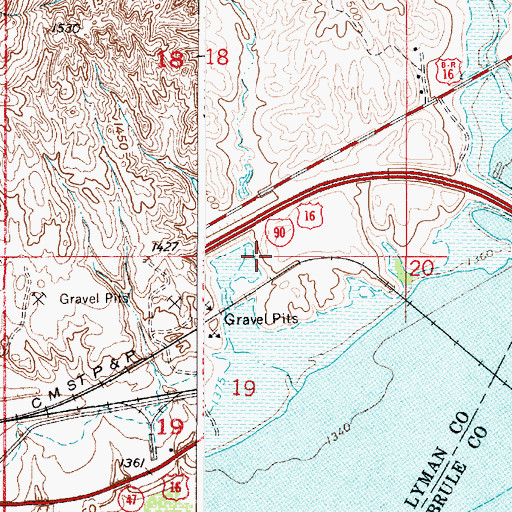 Topographic Map of Town of Oacoma, SD