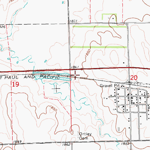 Topographic Map of Town of Ortley, SD