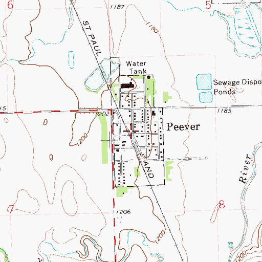 Topographic Map of Town of Peever, SD