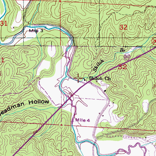 Topographic Map of Shiloh Church, AL