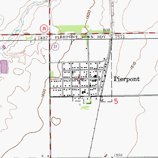 Topographic Map of Town of Pierpont, SD
