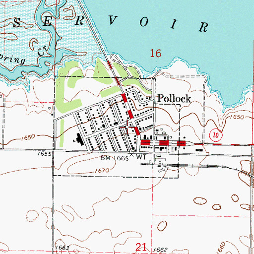 Topographic Map of Town of Pollock, SD