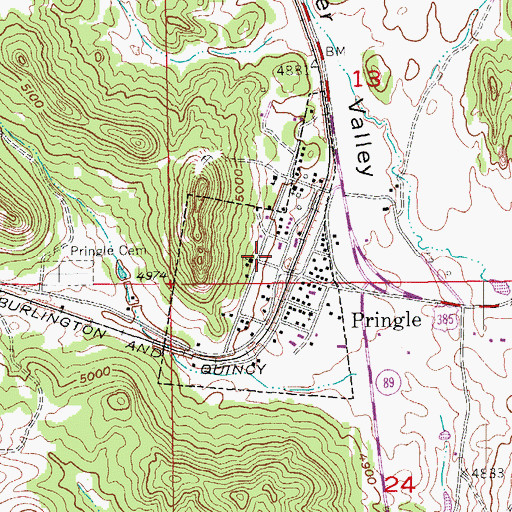 Topographic Map of Town of Pringle, SD