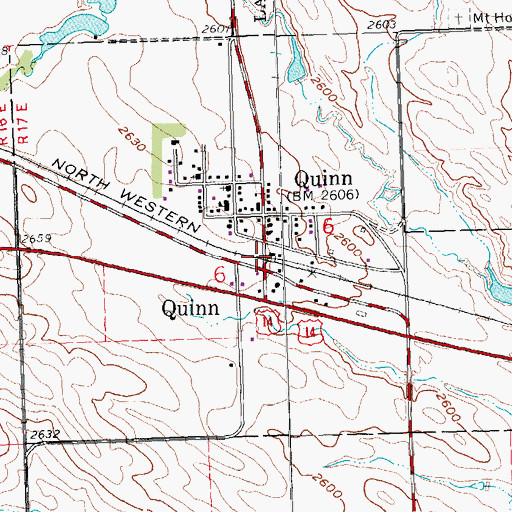 Topographic Map of Town of Quinn, SD