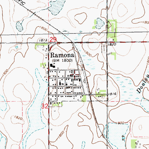 Topographic Map of Town of Ramona, SD