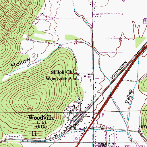Topographic Map of Shiloh Church, AL