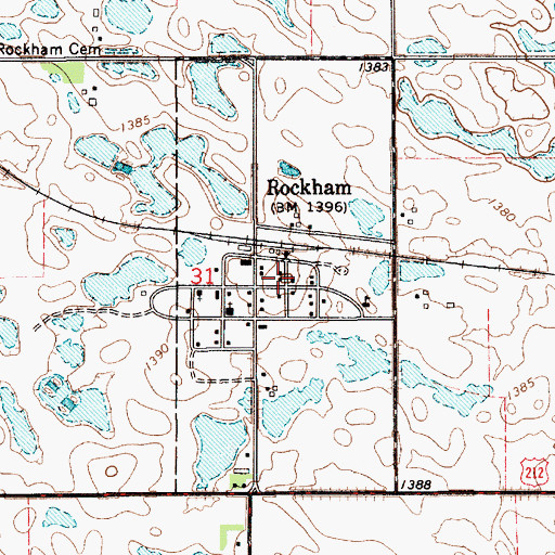 Topographic Map of Town of Rockham, SD
