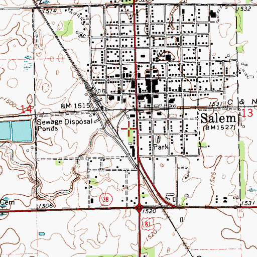 Topographic Map of City of Salem, SD