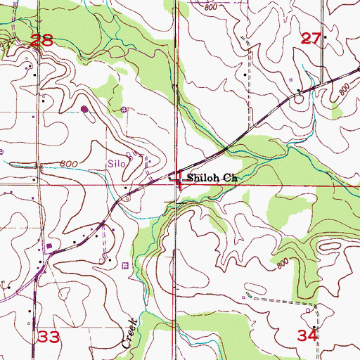 Topographic Map of Shiloh Church, AL