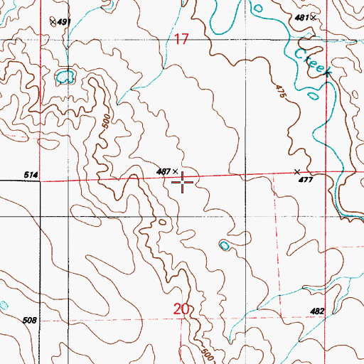 Topographic Map of Unorganized Territory of Southeast Buffalo, SD