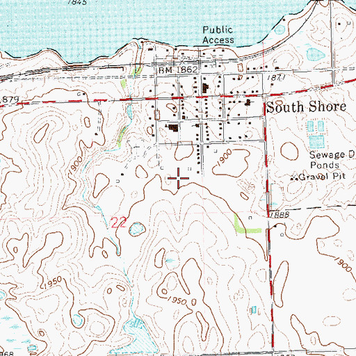Topographic Map of Town of South Shore, SD