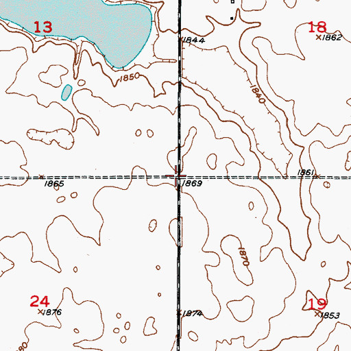 Topographic Map of Unorganized Territory of Southwest Faulk, SD