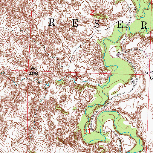 Topographic Map of Unorganized Territory of Southwest Jackson, SD