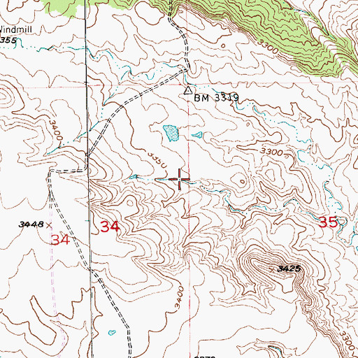 Topographic Map of Unorganized Territory of Southwest Meade, SD