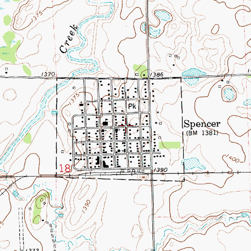 Topographic Map of City of Spencer, SD