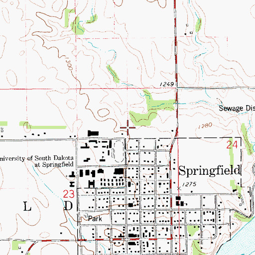 Topographic Map of City of Springfield, SD
