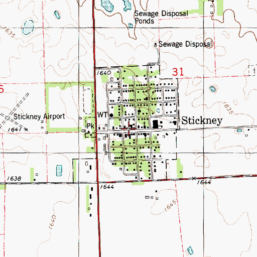 Topographic Map of Town of Stickney, SD