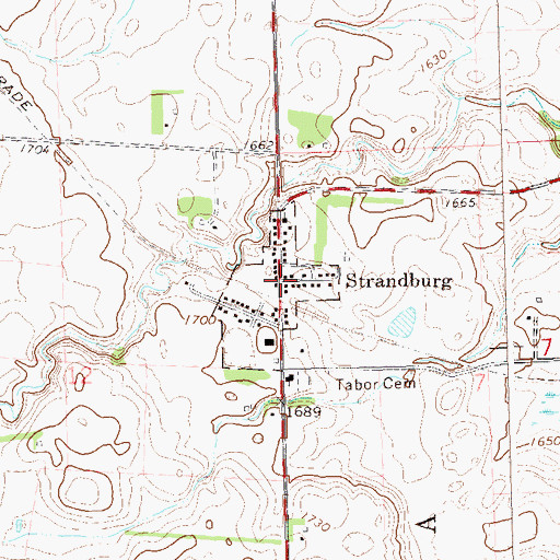 Topographic Map of Town of Strandburg, SD