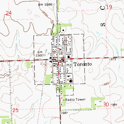 Topographic Map of Town of Toronto, SD