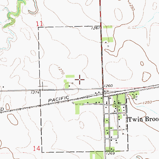 Topographic Map of Town of Twin Brooks, SD