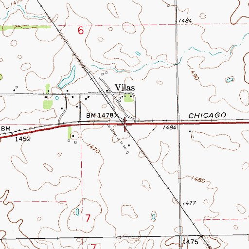 Topographic Map of Town of Vilas, SD