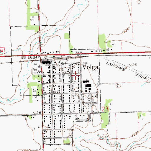 Topographic Map of City of Volga, SD