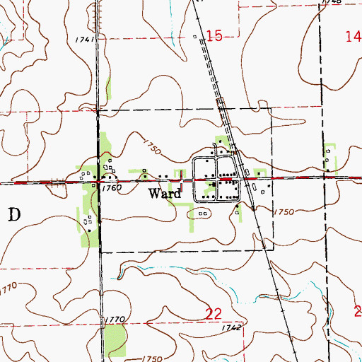 Topographic Map of Town of Ward, SD