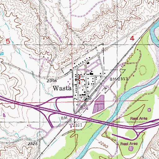 Topographic Map of Town of Wasta, SD