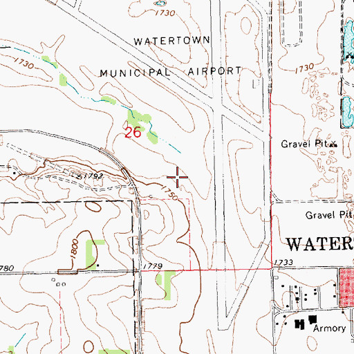 Topographic Map of City of Watertown, SD